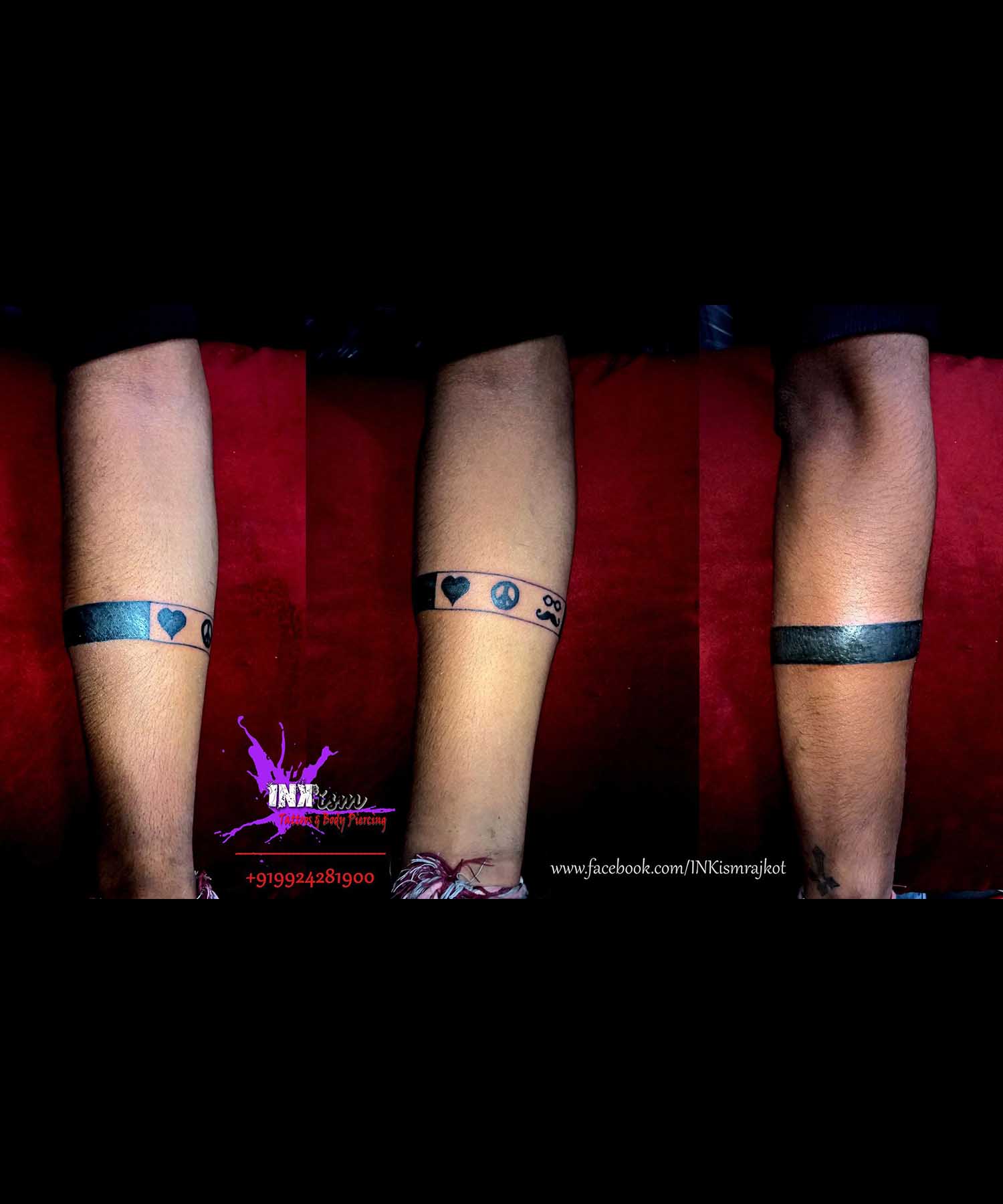Arm belt love peace mustache tattoo, Arm belt tattoo, Mustache Tattoo, Heart Tattoo, Peace tattoo, Inkism tattoo and body piercing rajkot gujarat