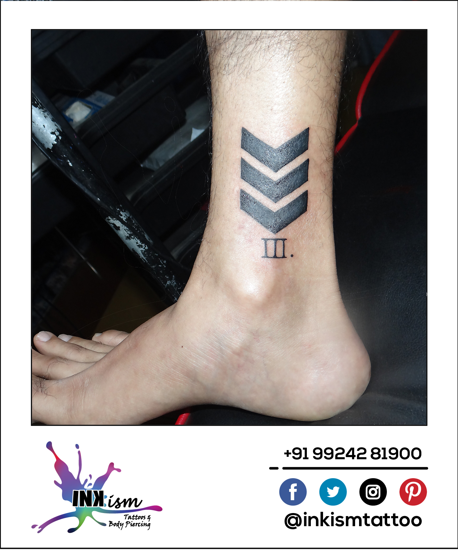 Arrow tattoo, Roman number tattoo, Inkism tattoo and body piercing rajkot gujarat