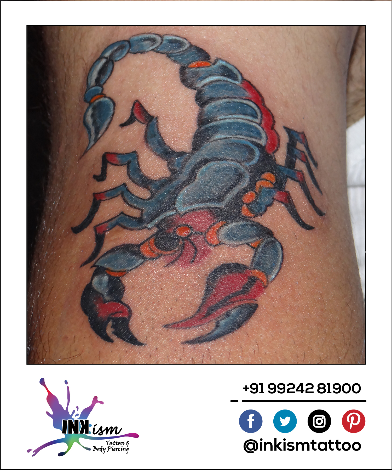 scorpion tattoo design, inkism tattoo and body piercing rajkot gujarat
