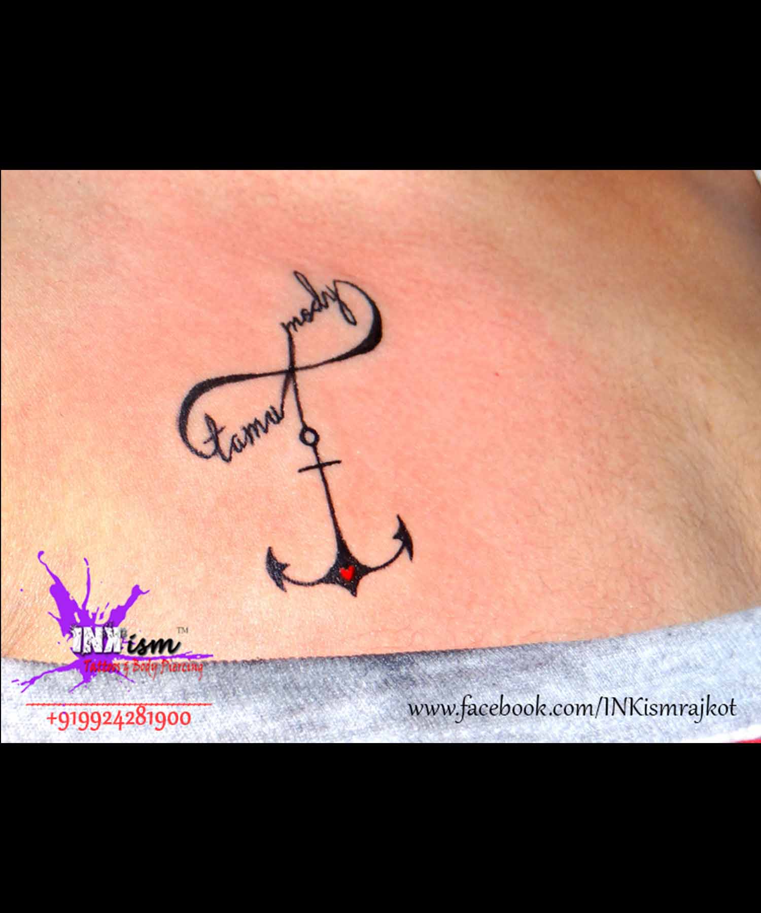 Anchor with infinity tattoo, Infinity tattoo, Anchor tattoo, Heart Tattoo, Chest Tattoo, calligraphy tattoo, Inkism tattoo and body piercing rajkot gujarat