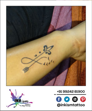 Infinity arrow tattoo, infinity tattoo, arrow tattoo, inkism tattoo and body piercing rajkot gujarat