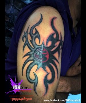 tribal tattoo, spiritual tattoo, om tattoo, inkism tattoo and body piercing rajkot gujarat