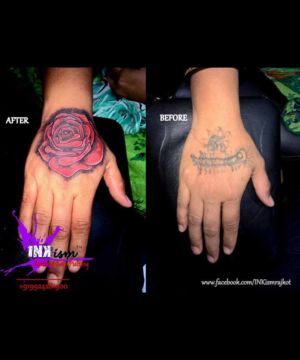 Rose realistic tattoo, Color tattoo, Coverup tattoo, rose tattoo, Inkism tattoo and body piercing rajkot gujarat
