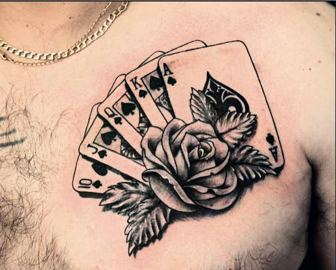 Poker Tattoo With Playing Cards & Money