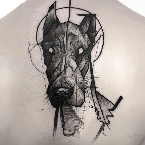 Doberman head tattoo by Andrea Morales | Photo 26811